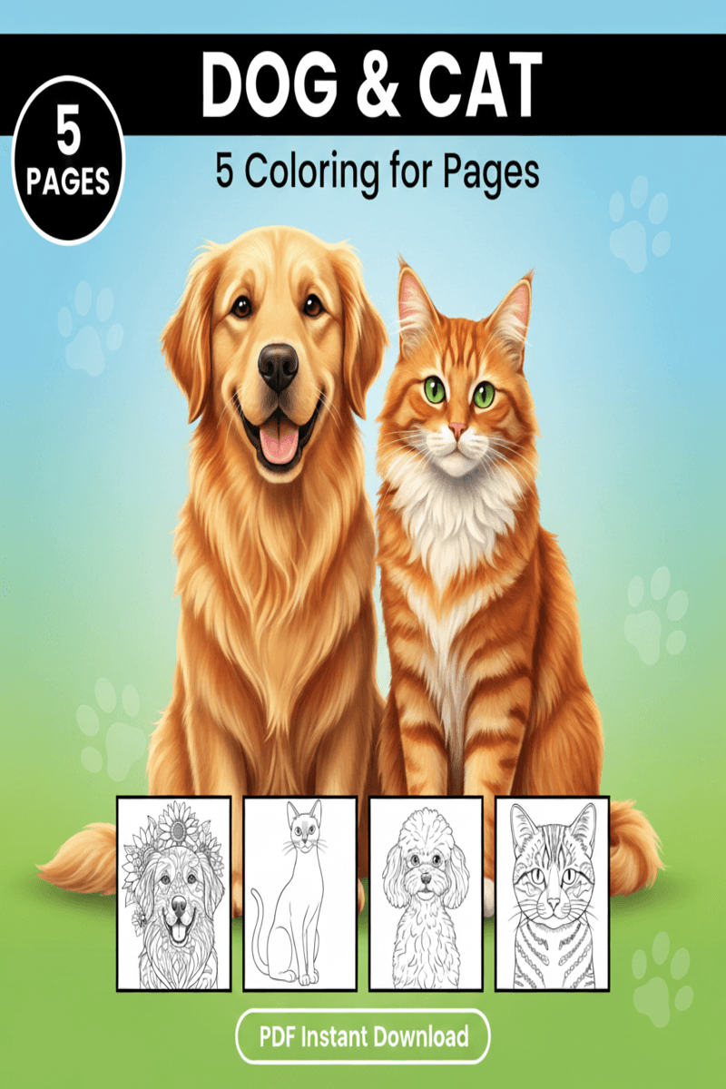 Dogs & Cats Coloring Pages
